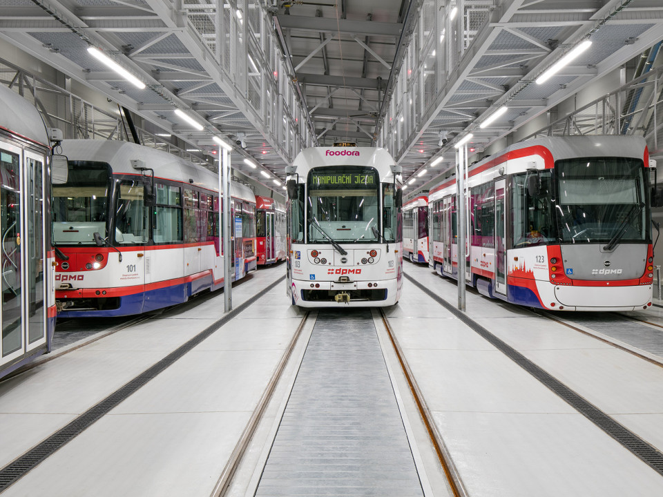 Odstavy tramvají v Jeremenkově ulici v Olomouci
